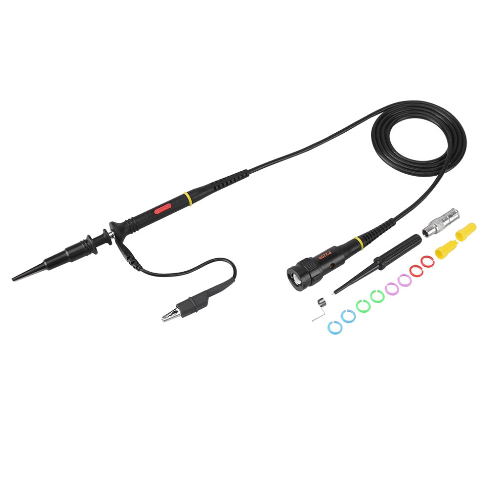 200Mhz Oscilloscope Probe Clip Scope Test Bnc End Probe P2200 10X/1X Black With Adjust Tool Kits 6033339433687