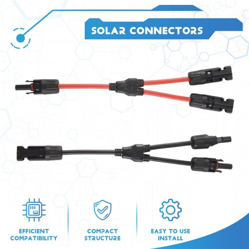 Solar Y Branch Cable Connectors,Solar Cable Parallel Adaptor in Pair for Solar Pane,Cable Wire Plug Tool Kit 1