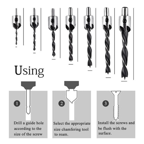 26-Pack Woodworking Chamfer Drilling Tools Drill Bits Set Wood Plug Cutter Three Pointed Countersink Drill Bits 2