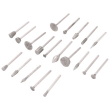 Stone Carving Set Diamond Burr Bits,20PCS Polishing Kits Rotary Tools Accessories with 1/8 Inch Shank for Carving