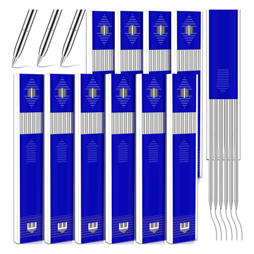 60 Pcs 2.8 mm Solid Silver Streak  Pencil Refills for Carpenter Mark Pencils Deep Hole Mechanical Pencil
