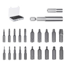 Kit Extrator de Parafuso Danificado de 22 PeçAs, Kit Extrator de Parafuso Descascado de FáCil RemoçãO, Feito de H.S.S. 4341, Dureza 62-63 Hrc