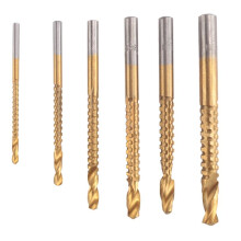 6 Pack Titanium Coated HSS Twist Bits, 3-8mm Serrated Side Cut Bits Woodworking Tools for Plastic Metal Wood Holes