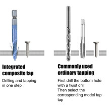 Hex Shank Screw Thread Metric Tap Drill Bits Screw Machine HSS Compound Drill Hand Tools for Metal Steel Wood Plastic,12