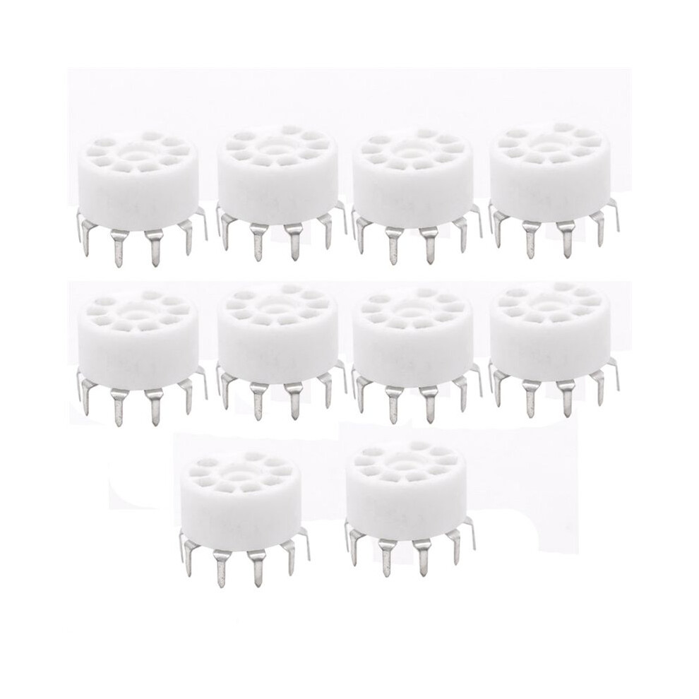 10Pcs Ceramic 9Pin B9a Pcb Mount Tube Socket For 12Ax7 12At7 12Au7 6Dj8 Ecc82 5670 6922 Hifi Audio Vintage Amp Silver 6032079605743
