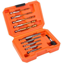 10-Piece Screw Extractor Set and Universal Drill Bit Holder, Left Hand Drill Bit Set, for Removing Broken Studs, Bolts