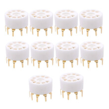10PCS Ceramic 9Pin B9A PCB MOUNT Tube Socket for 12AX7 12AT7 12AU7 6DJ8 ECC82 5670 6922 Hifi Audio Vintage AMP Gold