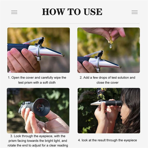 Handheld Refractometer, RHB-90ATC Digital 0-90% Digital Brix Refractometer, Honey Moisture Tester, Sugar Content Meter 1