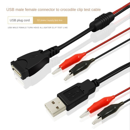 2Pcs USB Alligator Clips Crocodile Wire Male/Female To USB Tester Detector  Voltage Meter Ammeter Capacity Power Meter 2