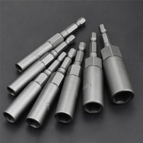 15Pcs 80Mm Length Deepen Power Nut Driver Drill Bit Set 5.5-19MM Impact Socket Adapter for Power Tools 6.35MM Hex 2