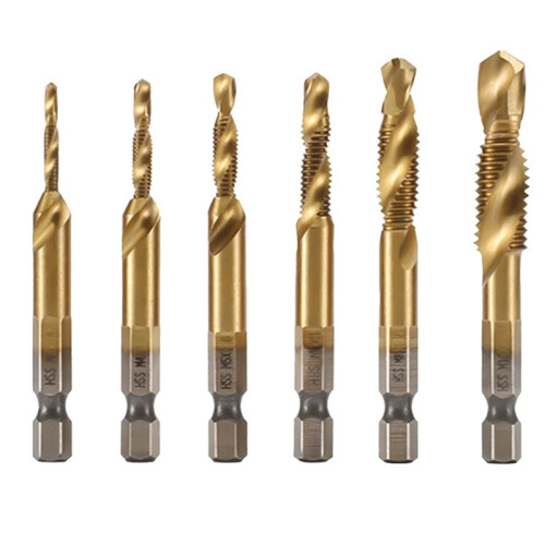 High-Speed Steel Drilling Tapping Chamfering Integrated Drill Bit Set 6Pc Composite Tap Deburring Drill Bit 1