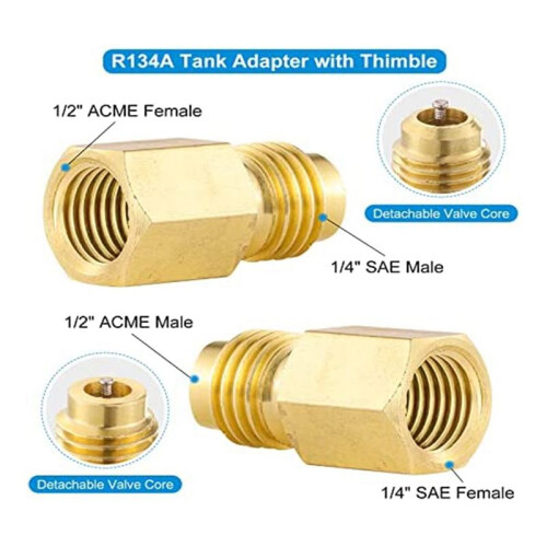 Adaptadores  Split R410A, Conector de Porta de VáCuo de Carregamento R410A com FêMea de 5/16 Polegadas para Macho de 1/4 Polegadas para Sistema 1