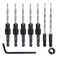 5Pcs Wood Countersink Drill Bit Set with 2Pcs Counter Sinker Replacement Tapered Drill Bit for Drilling Hole
