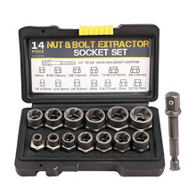 Juego de Extractores de Tuercas y Pernos Impacto con LengüEta de 14 Piezas de 3/8 Pulgadas, Juego de Extractor de Tuercas 1/4 una 3/4 Pulgadas, Juego