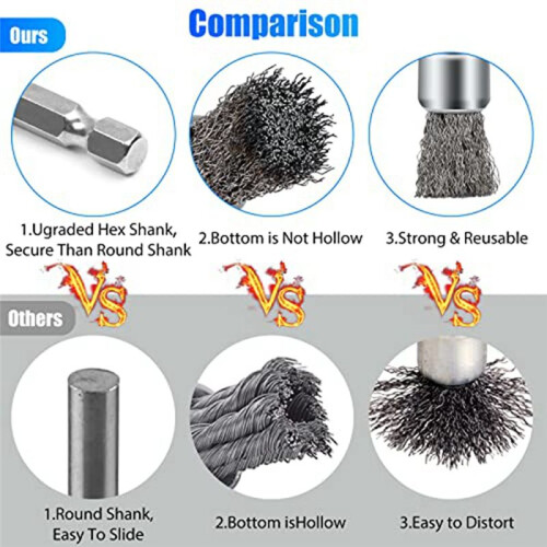 12PCS Wire Brush Wheel for Drill, Wire Wheel Cup Brushes for Drill Paint Surface Rust Removal and Small Spaces 1