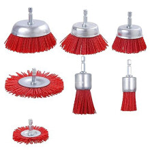 7 Pack Nylon Filament Abrasive Wire Brush Wheel & Cup Brush Set with 1/4 Inch Hex Shank, Nylon Drill Brush Set
