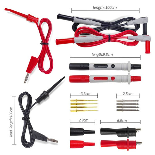 P1308B 18PCS Test Lead Kit 4MM Banana Plug to Test Hook Cable Replaceable Multimeter Probe Alligator Clip 2