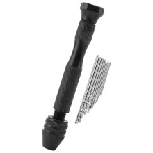 Hand Drill,Precision Pin Vise Woodworking Hand Drill, miniature drill + 10pcs Micro-Drill bit set with keyless Chuck, pearl hand drill