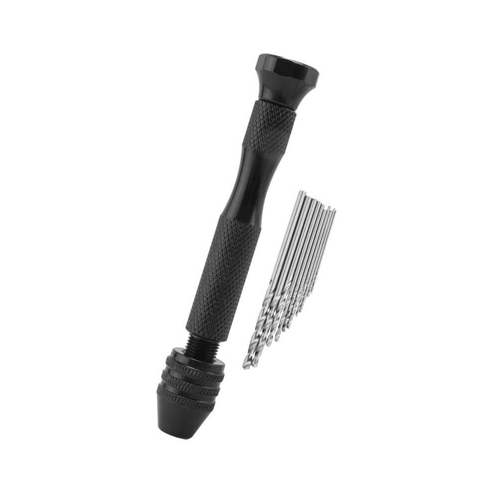 Hand Drill,Precision Pin Vise Woodworking Hand Drill, Miniature Drill + 10Pcs Micro-Drill Bit Set With Keyless Chuck, Pearl Hand Drill 4711200157635