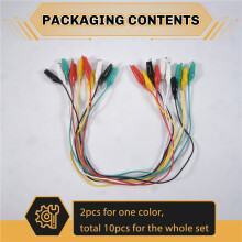 10Pcs 5-Colors Double Ended Alligator Clips Test Lead Jumper Wire 50cm