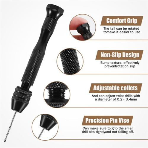 Hand Drill Bits Set 31Pcs Hand Drill Set Precision Pin Vise Micro- Twist Drill Bits For Metal Wood, Delicate Manual Work, Electronic Assembling 1