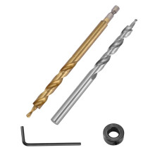2Pcs 1/4 Inch Hex Shank Pocket Hole Drill Bit + 3/8(9.5Mm)Replacement Twist Step Drill Bit With Depth Stop Collar For Manual Pocket Hole Jig System