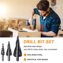 3 STKS 4-32 mm HSS Kobalt Stapboor Set Stikstof Hoge Snelheid Staal Spiraal voor Metalen Kegel Driehoekige Schacht Gatensnijder