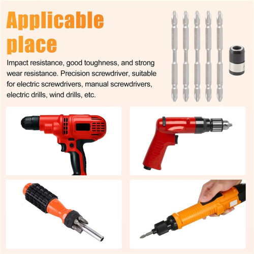 5Pcs S2 Screwdriver Bits Set 100Mm Phillips Strong Magnet Driver Steel Double  Hex Shank With Magnetizer Ring 2