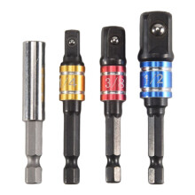 4 Teiliges Adapter Set für Schlagschrauber mit Magnetischem VerläNgerung Bit Halter für 1/4 Zoll Sechskantschaft an Vierkant Buchse Drehen Sie die