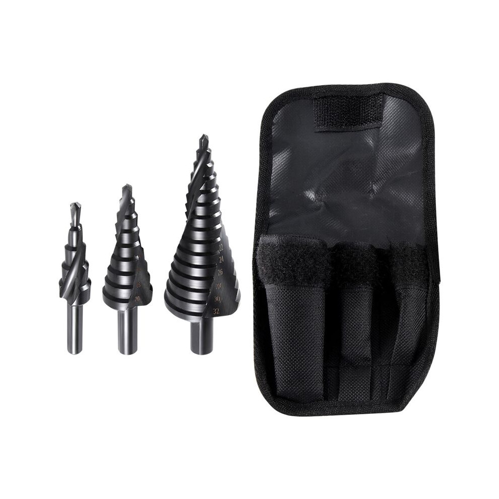 3Pcs 4-32Mm Hss Cobalt Step Drill Bit Set Nitrogen High Speed Steel Spiral For Metal Cone Triple-Cornered Shank Hole Cutter 4712319788154