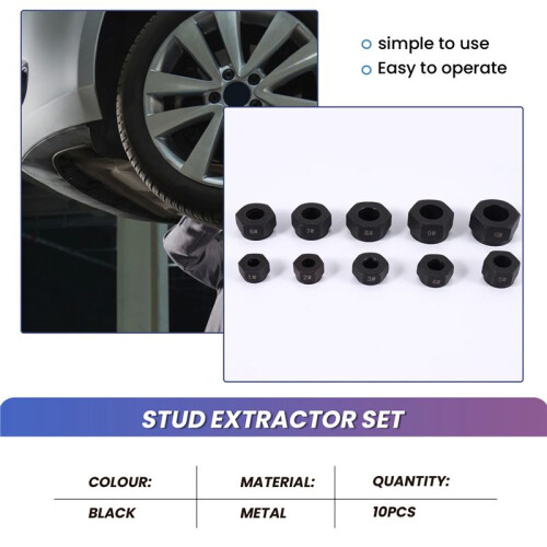 10Pcs Damaged Nut Bolt Remover Stud Extractor Set Metric Broken Bolt Removal Kit 2