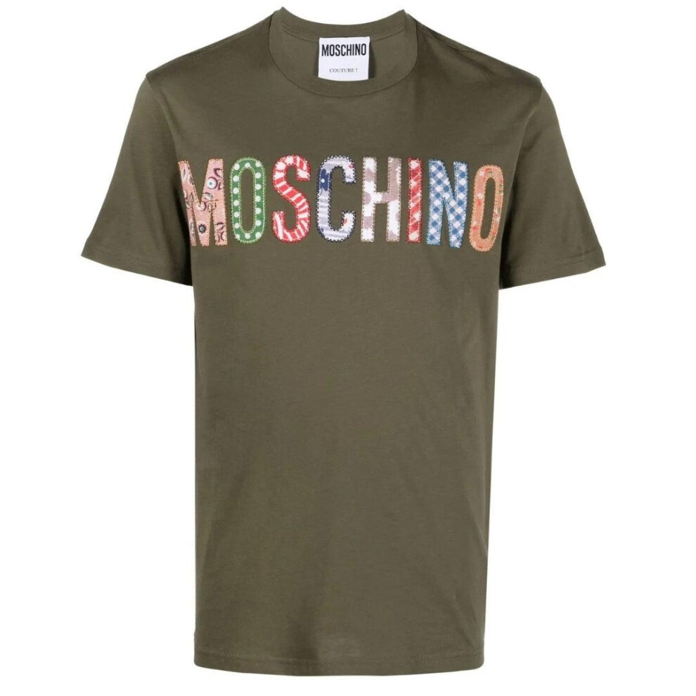 Moschino Mens Embroidered Logo T-Shirt Green