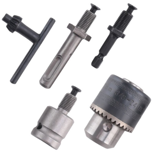 5Pcs 1.5-10mm 3/8-24UNF Drill Chuck Set Drill Adapter Changed Impact Wrench Into Eletric Drill Chuck Drill Tool Kits 1