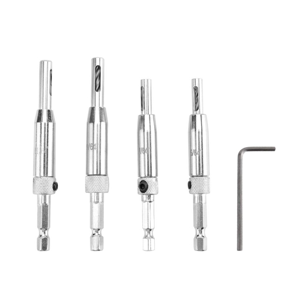 Center Drill Bit Set 5 Pcs Self Centering Hinge Tapper Core Drill Bit Set For Woodworking, Door Window Drill Bits 6034189210053
