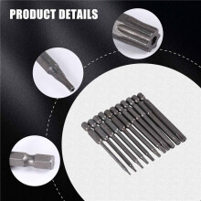 11Pcs 75Mm Magnetic S2 Steel Screwdriver Bits Hex Torx T6/T7/T8/T9/T10/T15/T20/T25/T27/T30/T40