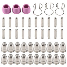 46PCS for SG-55 AG-60 WSD-60 Plasma Cutter Consumables Kit Plasma Cutting Torch Tip Nozzles Electrodes Shield Cap 1.0mm