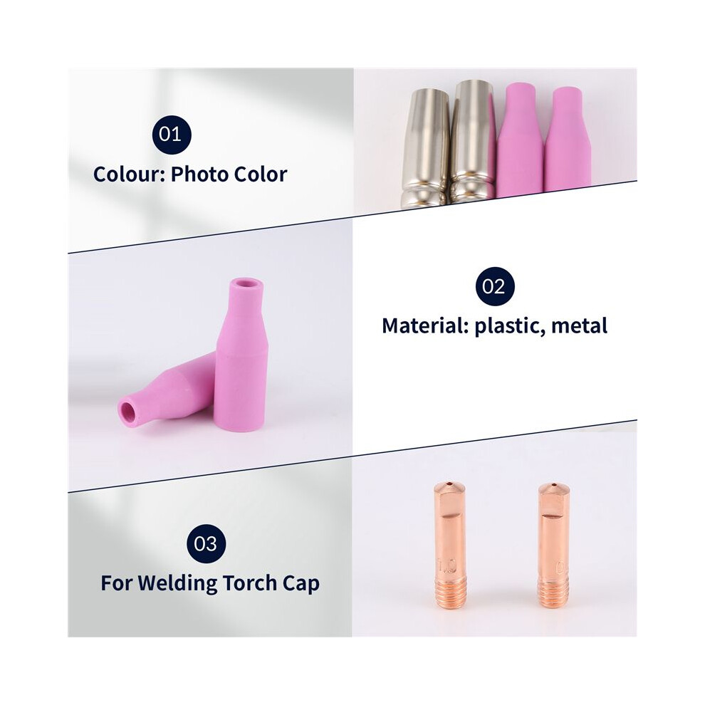 Mig Set Of Nozzles 16Pcs Ak15 For Welding Torch Cap Tip Contact 0.8Mm Mb15 Ceramic Accessories 6032000458523