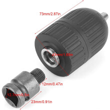 Mandrin de Forage - Mandrin de Perceuse Sans Clé 2-13Mm 1/2 Pouce-20UNF avec Adaptateur de Mandrin 1/2 Pouce pour la Conversion de Clé à Chocs