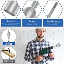 SDS- T Post Ground Rod Driver, Drill Bit Driver Durable Hammer Drill Rod Converter for Hammer Drill Grounding Rods B