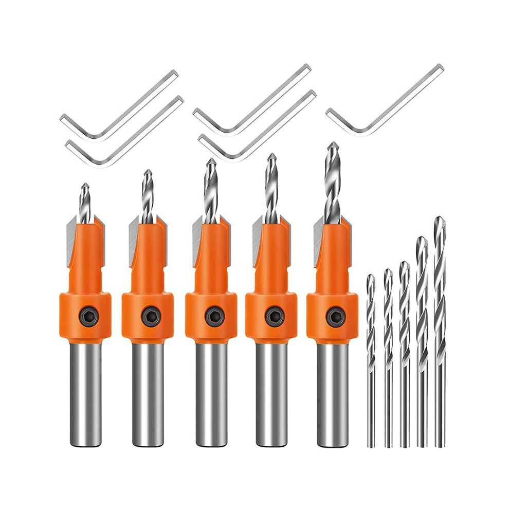 Countersink Drill Bit, 5Pcs Quick Change 8Mm Adjustable Countersink Drill Bit Set With 5Pcs Replaceable Drill Bits 4712217602880