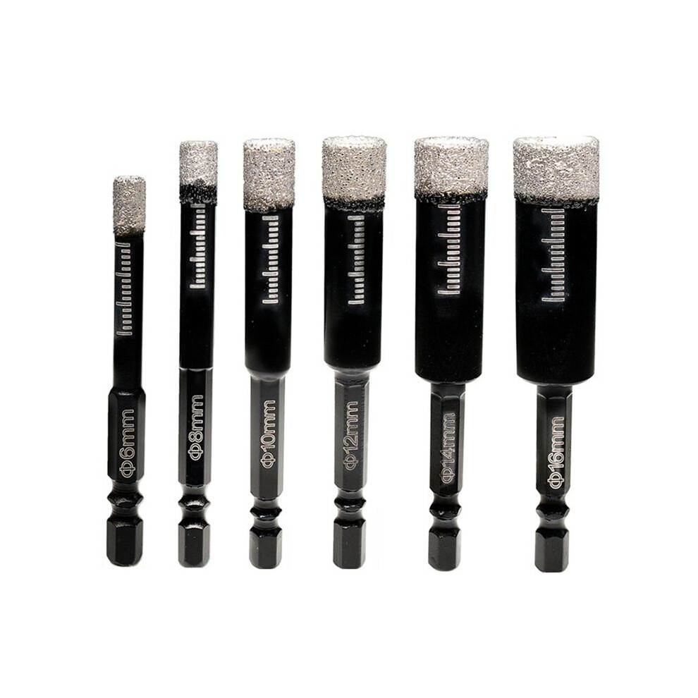 6 Pieces Of Diamond Drill Bit Set Brazed Hole Opener Ceramic Tile Concrete Marble Glass Reaming Diamond Dry Drilling Bit 6034021380333