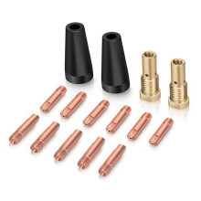 15Pcs MIG Welding Kit Flux Core Gasless Nozzle 0.8mm Brass Welding Tips Replacement MIG  Accessories