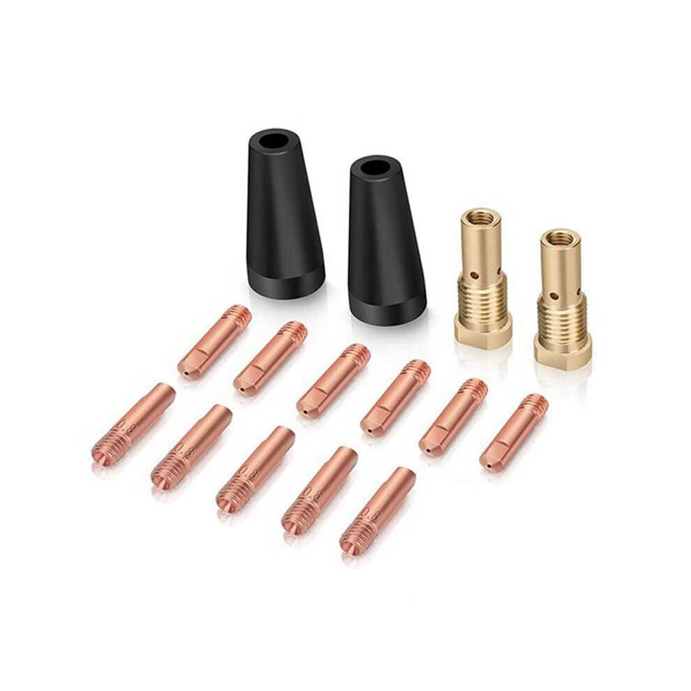 15Pcs Mig Welding Kit Flux Core Gasless Nozzle 0.8Mm Brass Welding Tips Replacement Mig Accessories 4713913806251