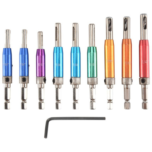 Self Centering Drill Bit Set 1/4Inch Hex Shank Vix Bit, 5/64In to 1/4In Center Drill Bit Set Custom Hinge Drill Bit Set