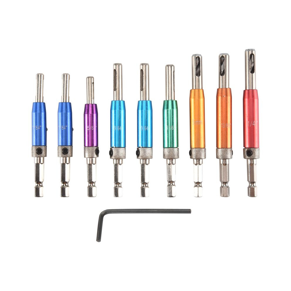 Self Centering Drill Bit Set 1/4Inch Hex Shank Vix Bit, 5/64In To 1/4In Center Drill Bit Set Custom Hinge Drill Bit Set 4712444551586
