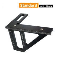 Carpenter Square Aluminum Miter Triangle Ruler Precision Hole Scriber Woodworking Square Protractor 45/90 Degree-Black