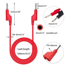 Bananplugg Silikontestledningar, 4 mm Staplingsbar Bananplugg med GäNgsond, Testkablar för Bilar för Multimeter