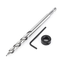 3/8 Inch Lip and Spur Point Drill Bit with Adjustable Depth Stop for Woodworking, High-Speed Steel Construction