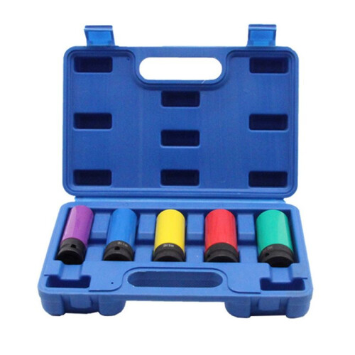 Wheel Protector Impact Socket Set 1/2 Inch Drive Lug Nut Socket, Color-Coded Protective Sleeve(15/17/19/21/22mm)
