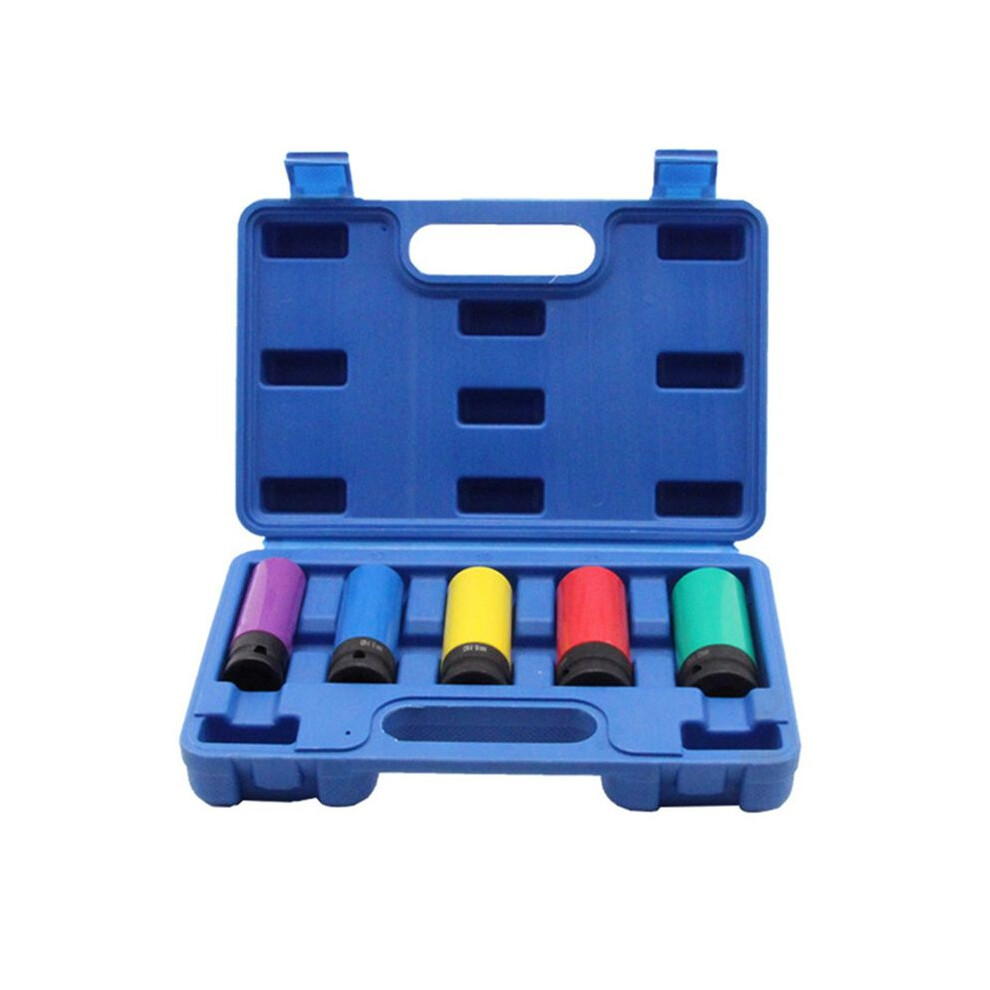 Wheel Protector Impact Socket Set 1/2 Inch Drive Lug Nut Socket, Color-Coded Protective Sleeve(15/17/19/21/22Mm) 6034197902117